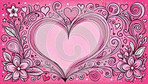 Valentine card love message pink heart copyspace note cutout