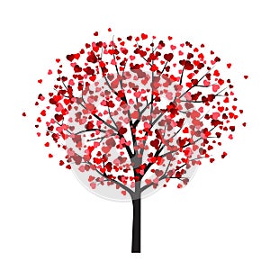 Valentine card template with tree with heart-shaped leaves
