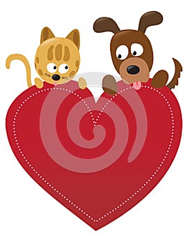 Valentine cat and dog