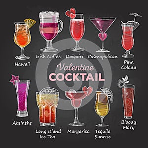 Valentine cocktail menu