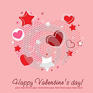 Valentine congratulation card with hearts