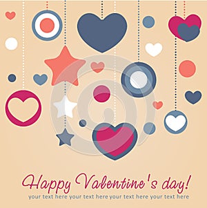 Valentine congratulation card with hearts