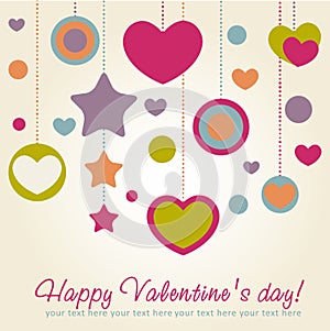 Valentine congratulation card with hearts