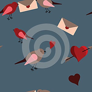 Birds and love letters pattern