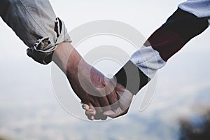 Valentine couples walking hand in hand, promised to take care of each other