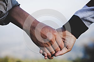 Valentine couples walking hand in hand, promised to take care of each other