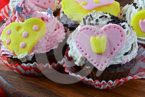 Valentine cupcakes close up