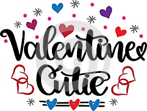 Valentine cutie, xoxo yall, valentines day, heart, love, be mine, holiday, vector illustration file