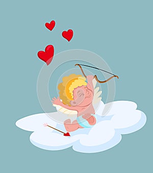 Valentine Day Amour Love Heart Cupid on cloud