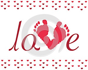 Valentine day baby footprints vector