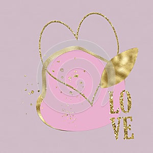 Valentine day backdrop, Collage Clipart, Pink and gold glitter collage composition, Greeting cards, printable, Pink collage