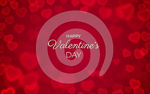 Valentine day card love heart bokeh red background