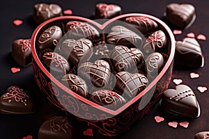 Valentine day chocolated box. Generate Ai photo