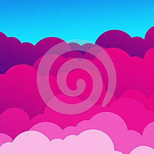 Valentine day cloudy purple flat style background