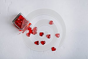 Valentine day concept. Heart jar with white background