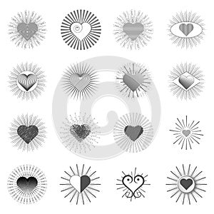 Valentine day doodle hearts in Vintage Sunbusrt photo