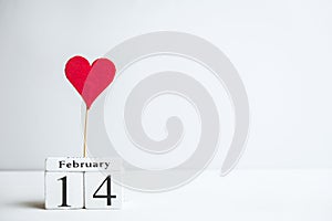 Valentine day fourteenth february with heart and copy space