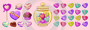 Valentine day heart candies, conversation sweets