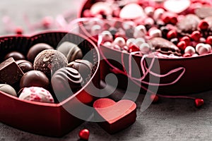 Set of different chocolates in a box . AI Generated