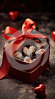 Set of different chocolates in a box . AI Generated