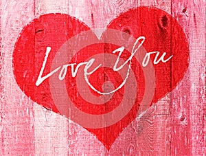 Valentine Day Holiday Love You Heart Wood Greeting