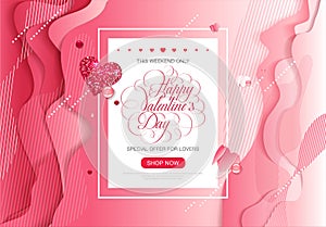 Valentine day love lettering web brochure flyer for advertising sale party design element gradient geometric liquid