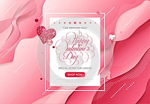 Valentine day love lettering web brochure flyer for advertising sale party design element wooden background