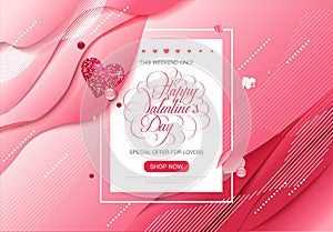 Valentine day love lettering web brochure flyer for advertising sale party design element wooden background