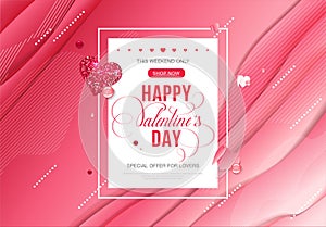 Valentine day love lettering web brochure flyer for advertising sale party design element wooden background