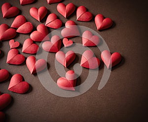 Valentine Day, love paper red heart on dark background