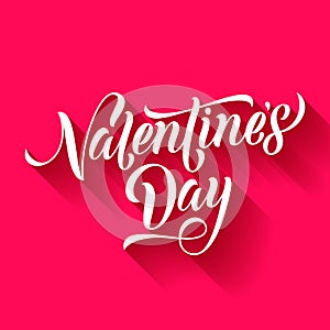 Valentine Day pink card heart love text calligraphy vector greeting