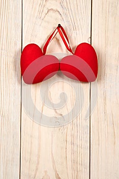 Valentine day. red fabric heart