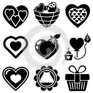 valentine day related different different 9 icons set with a white background photo
