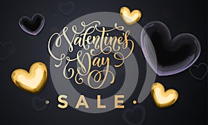 Valentine day sale gold heart glitter poster