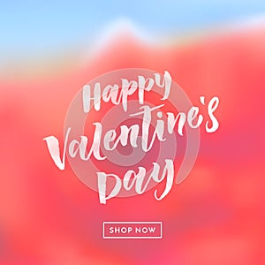 Valentine Day sale poster or banner design template. Vector red pink flower background for Valentines fashion shopping season sale