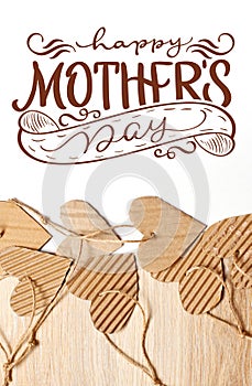 Valentine Day scrapbooking elements paper hearts and text Happy mothers day. Calligraphy lettering hand draw