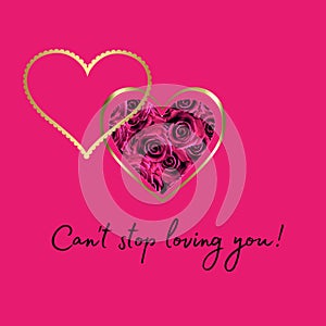 Valentine day symbol red roses heart symbol on white and red background with valentine day greeting card text wishes with gold con