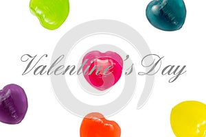 Valentine Day Text with Heart Candy Background