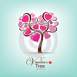 Valentine Day Tree pink heart illustration