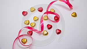 A valentine decoration with chocolate and others