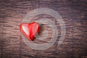 Valentine decoration, single red heart shaped chocolate