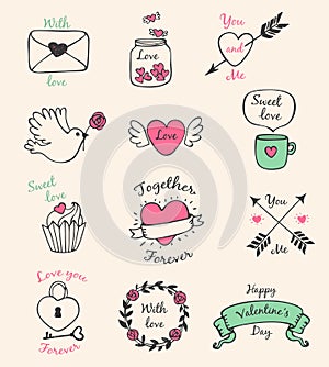 Valentine decorative elements