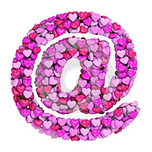 Valentine email sign - 3d at sign heart symbol - suitable for Valentine`s day, romantism or passion related subjects