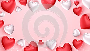 Valentine frame background and hearts with copy space for wedding and love concept