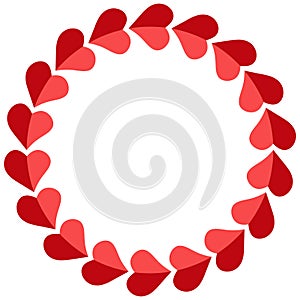 Valentine frame hearts round, vector photo frame for a loved one, template circular hearts for the beloved