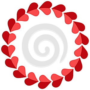 Valentine frame hearts round, vector photo frame for a loved one, template circular hearts for the beloved photo