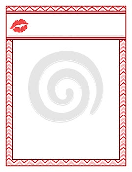 Valentine frame with kiss lips, red and bold