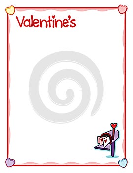 Valentine frame with love envelopes in mailbox