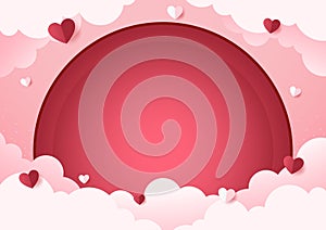 Valentine frame. Valentine\'s day background with product display and Heart Shaped Balloons.