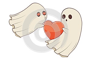 Valentine ghosts with heart